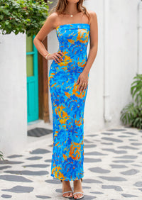 Printed Tube  Strapless Bodycon Sleeveless Maxi Dress