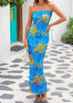 Printed Tube  Strapless Bodycon Sleeveless Maxi Dress