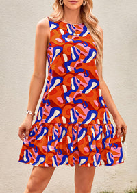 Floral Sleeveless Cut Out Backless Ruffle Boho Beach Vacation Mini Dresses