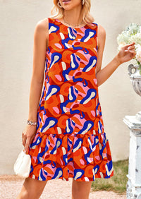 Floral Sleeveless Cut Out Backless Ruffle Boho Beach Vacation Mini Dresses