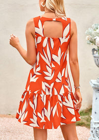 Floral Sleeveless Cut Out Backless Ruffle Boho Beach Vacation Mini Dresses