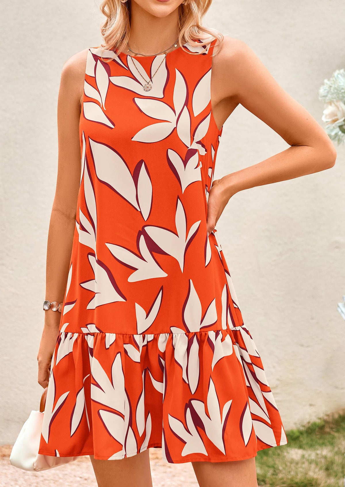 Floral Sleeveless Cut Out Backless Ruffle Boho Beach Vacation Mini Dresses