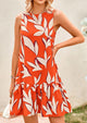 Floral Sleeveless Cut Out Backless Ruffle Boho Beach Vacation Mini Dresses