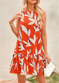 Floral Sleeveless Cut Out Backless Ruffle Boho Beach Vacation Mini Dresses