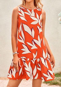 Floral Sleeveless Cut Out Backless Ruffle Boho Beach Vacation Mini Dresses