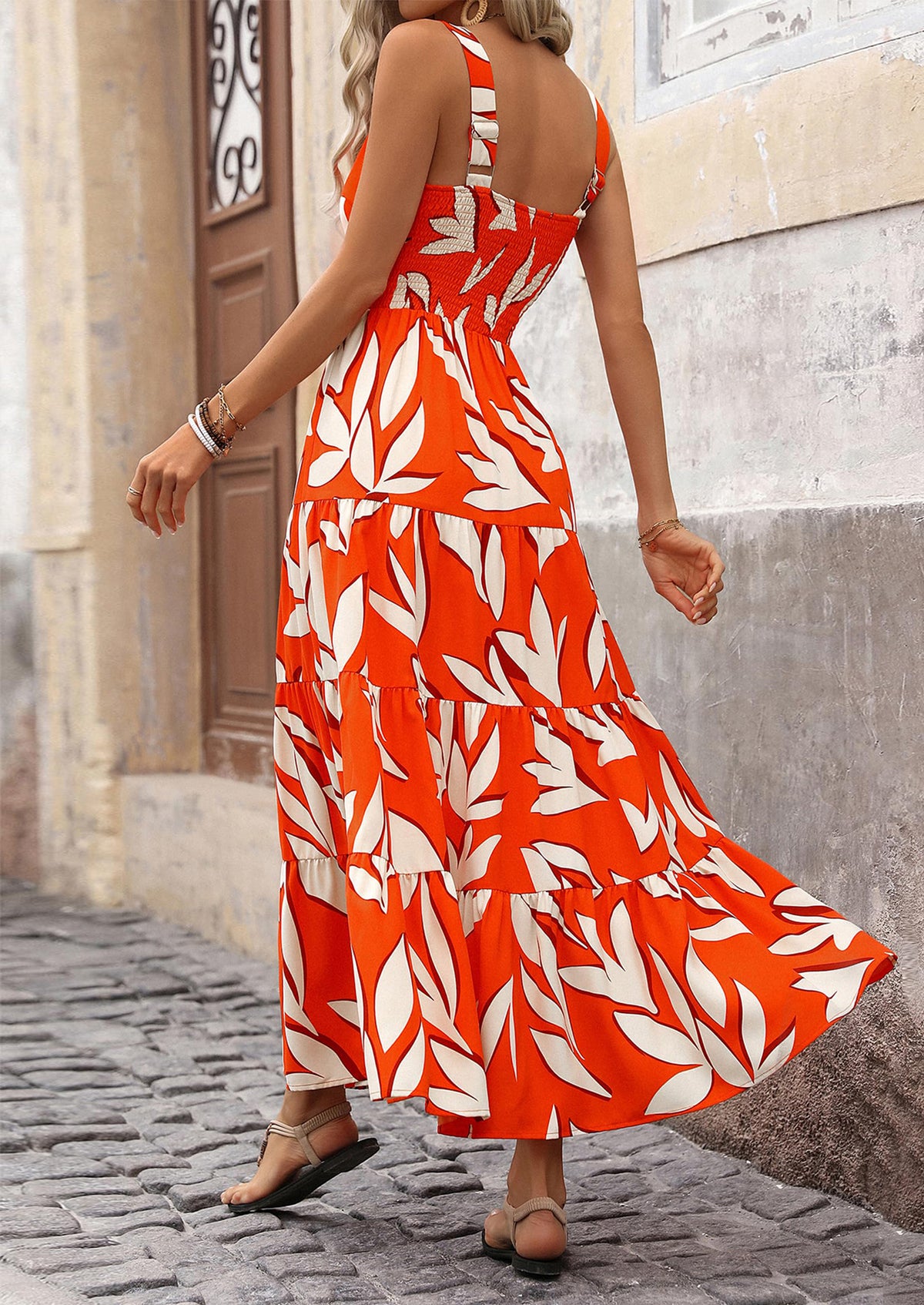 Floral Ruffle Long Flowy Cute Casual Beach Boho Maxi Dresses