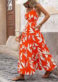 Floral Ruffle Long Flowy Cute Casual Beach Boho Maxi Dresses