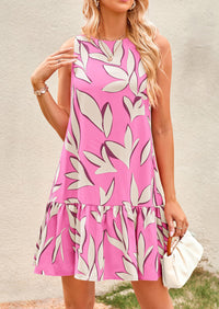 Floral Sleeveless Cut Out Backless Ruffle Boho Beach Vacation Mini Dresses