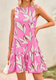 Floral Sleeveless Cut Out Backless Ruffle Boho Beach Vacation Mini Dresses