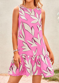 Floral Sleeveless Cut Out Backless Ruffle Boho Beach Vacation Mini Dresses