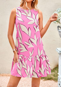 Floral Sleeveless Cut Out Backless Ruffle Boho Beach Vacation Mini Dresses