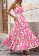 Floral Ruffle Long Flowy Cute Casual Beach Boho Maxi Dresses