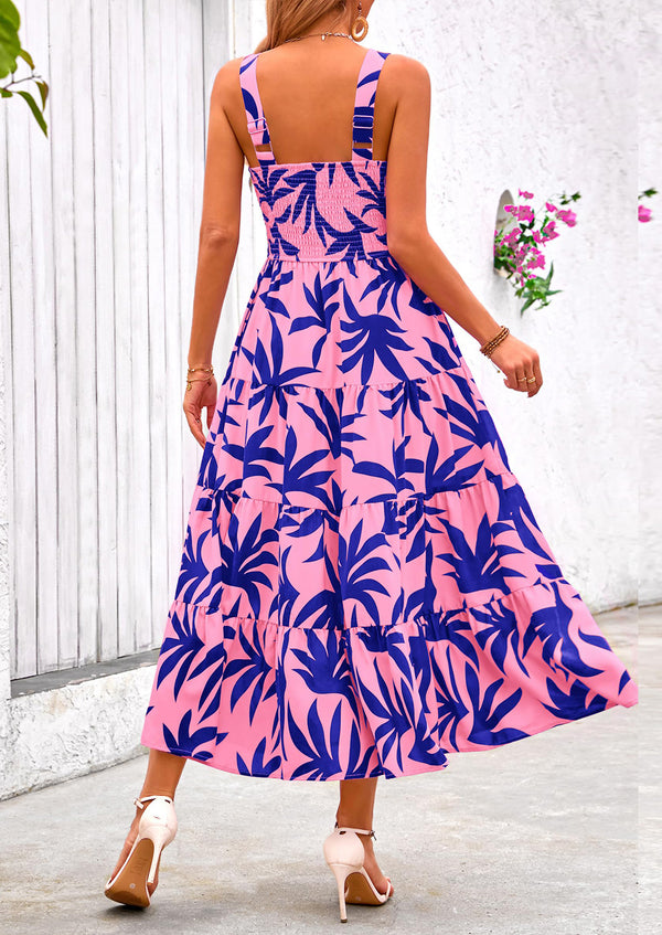Floral Ruffle Long Flowy Cute Casual Beach Boho Maxi Dresses