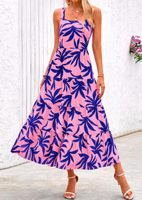 Floral Ruffle Long Flowy Cute Casual Beach Boho Maxi Dresses