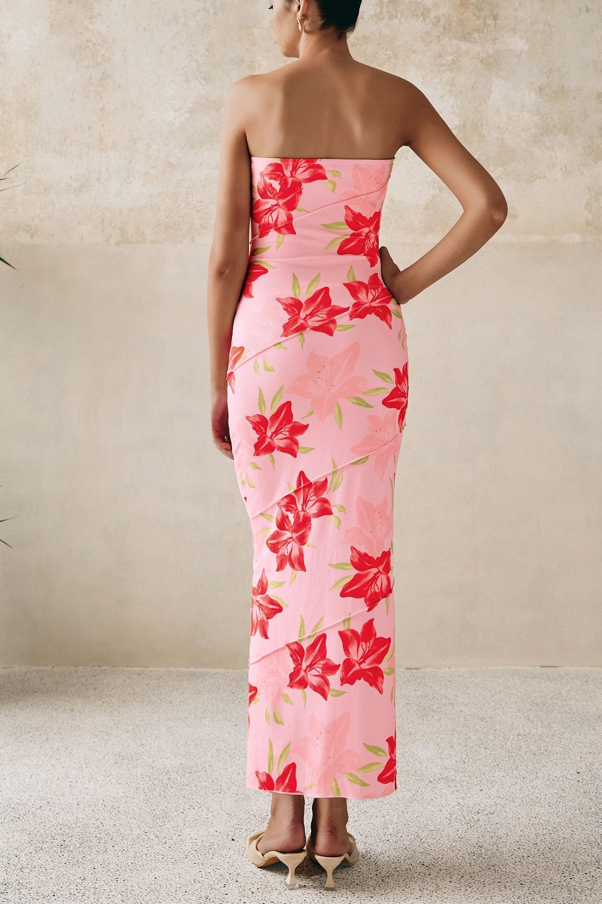 Floral Bodycon Ribbed Strapless Tube Casual Boho Maxi Dresses