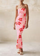 Floral Bodycon Ribbed Strapless Tube Casual Boho Maxi Dresses