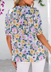 PRETTYGARDEN Floral Tops for Women Blouses Dressy Casual Summer Trendy Outfits Boho Pleated Short Sleeve Shirts