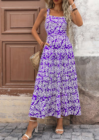 Floral Ruffle Long Flowy Cute Casual Beach Boho Maxi Dresses
