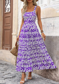 Floral Ruffle Long Flowy Cute Casual Beach Boho Maxi Dresses