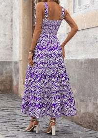 Floral Ruffle Long Flowy Cute Casual Beach Boho Maxi Dresses