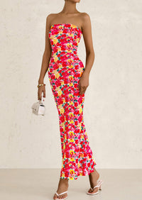 Printed Tube  Strapless Bodycon Sleeveless Maxi Dress