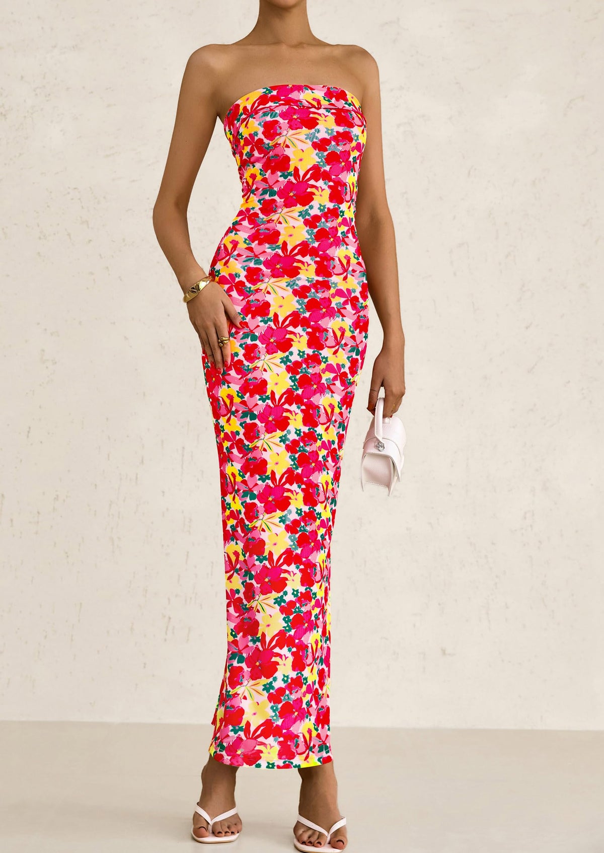 Printed Tube  Strapless Bodycon Sleeveless Maxi Dress