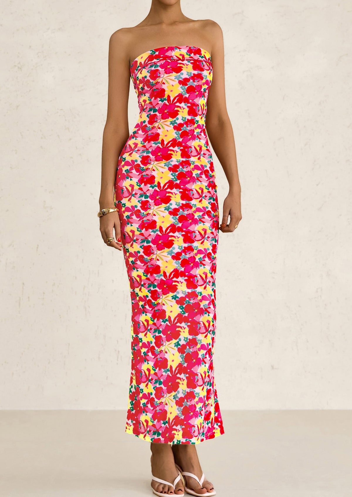 Printed Tube  Strapless Bodycon Sleeveless Maxi Dress