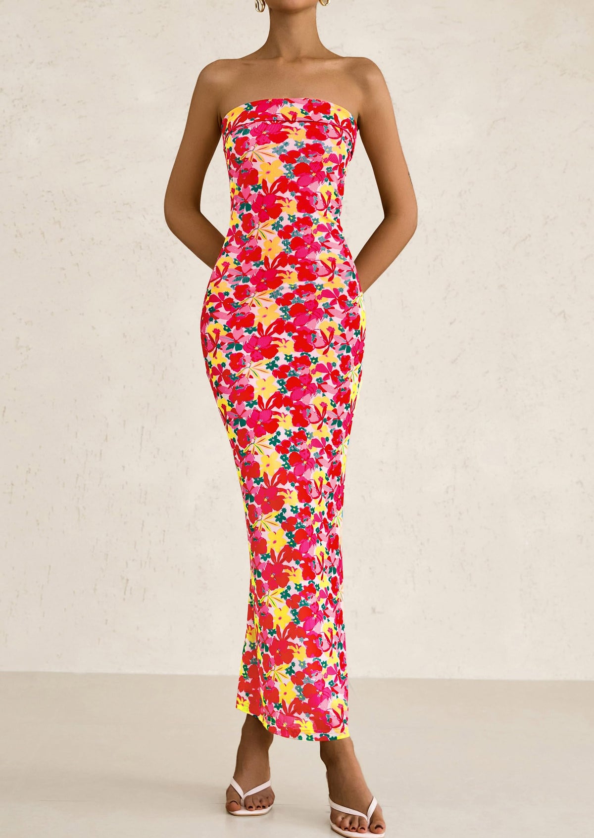 Printed Tube  Strapless Bodycon Sleeveless Maxi Dress