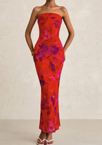 Printed Tube  Strapless Bodycon Sleeveless Maxi Dress