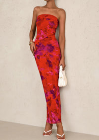 Printed Tube  Strapless Bodycon Sleeveless Maxi Dress