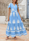 PRETTYGARDEN Floral Casual V neck Bohemian Maxi Dress with Pocket