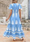 PRETTYGARDEN Floral Casual V neck Bohemian Maxi Dress with Pocket