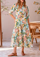 Button Up Ruffle A Line Flowy Maxi Dress