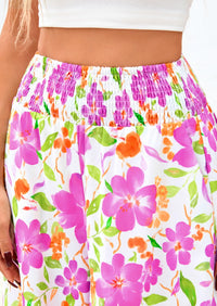 Casual Elastic High Waisted Pockets Boho Beach Wide Leg Palazzo Pants