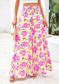 Casual Elastic High Waisted Pockets Boho Beach Wide Leg Palazzo Pants