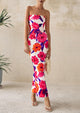 Floral Bodycon Ribbed Strapless Tube Casual Boho Maxi Dresses