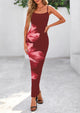 Floral Sexy Spaghetti Strap Slip Bodycon Mesh Maxi Dresses