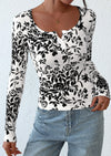 PRETTYGARDEN Women's Fall Long Sleeve Henley T Shirts Button Ribbed Knit Slim Fit Basic Tops Blouse Casual Outfits