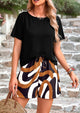 Short Sleeve Tops Printed Shorts Two Piece Sets