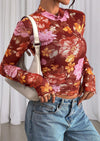 PRETTYGARDEN Womens Fall Mesh Floral Blouses Long Sleeve Going Out Tops Slim Fitted Shirts Date Night Outfits