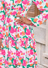 PRETTYGARDEN Women's Fall Boho Maxi Dresses Floral Long Sleeve V Neck Flowy Elegant Wedding Guest Dress Vacation Outfits