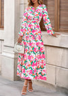 PRETTYGARDEN Women's Fall Boho Maxi Dresses Floral Long Sleeve V Neck Flowy Elegant Wedding Guest Dress Vacation Outfits