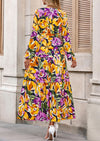 PRETTYGARDEN Women's Fall Boho Maxi Dresses Floral Long Sleeve V Neck Flowy Elegant Wedding Guest Dress Vacation Outfits