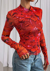 PRETTYGARDEN Womens Fall Mesh Floral Blouses Long Sleeve Going Out Tops Slim Fitted Shirts Date Night Outfits