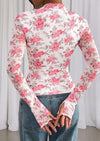 PRETTYGARDEN Womens Fall Mesh Floral Blouses Long Sleeve Going Out Tops Slim Fitted Shirts Date Night Outfits