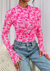 PRETTYGARDEN Womens Fall Mesh Floral Blouses Long Sleeve Going Out Tops Slim Fitted Shirts Date Night Outfits