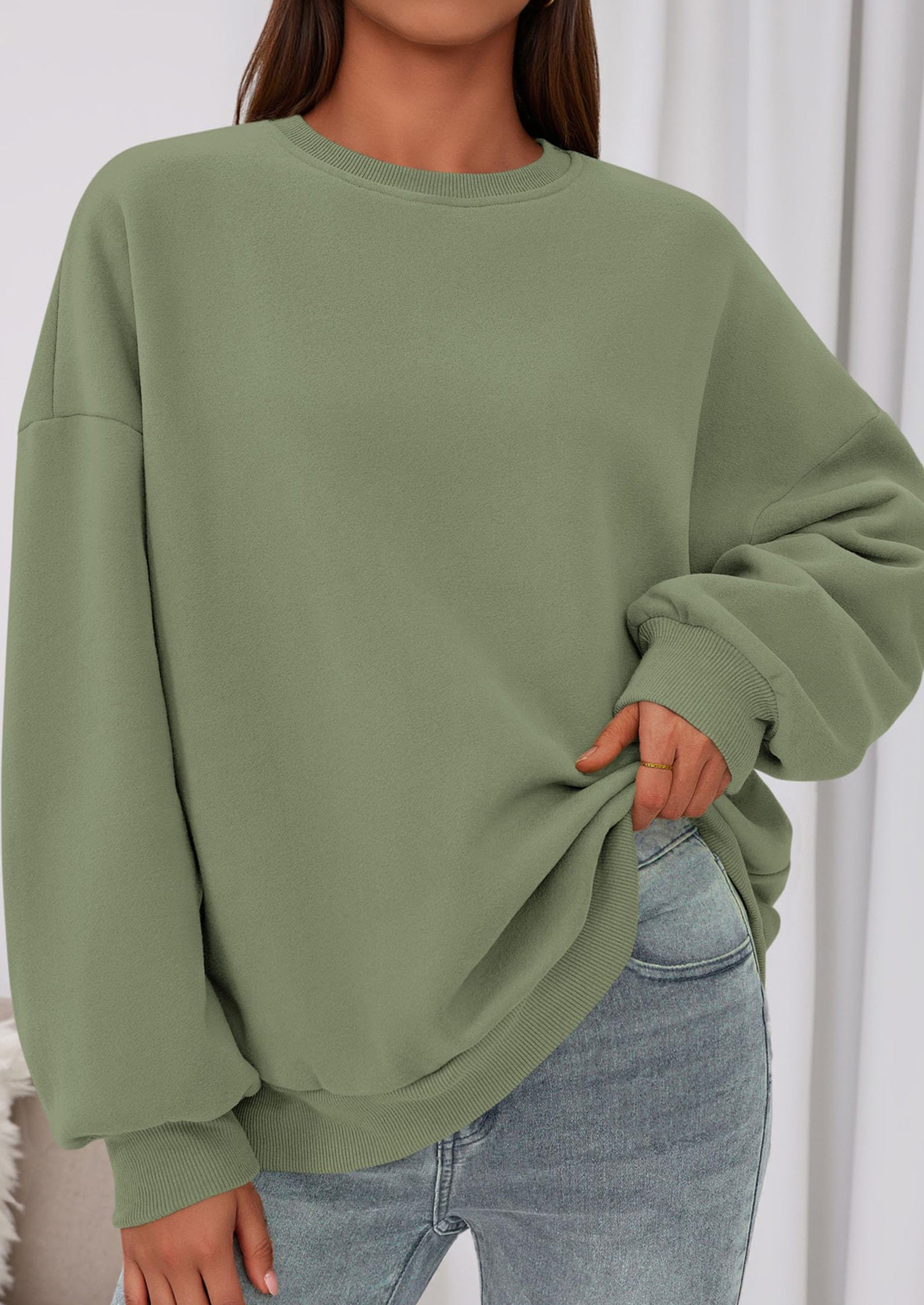 PRETTYGARDEN Sweatshirts for Women Oversized Crewneck Fleece Pullover Long Sleeve Tops Comfy Fall Winter Fashion Outfits