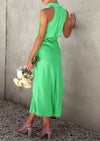 PRETTYGARDEN Women's Summer Satin Dress Elegant Sleeveless Mock Neck Cocktail Party Maxi Dresses