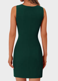 Business Sleeveless Button Down Elegant Work Office Formal Short Dresses
