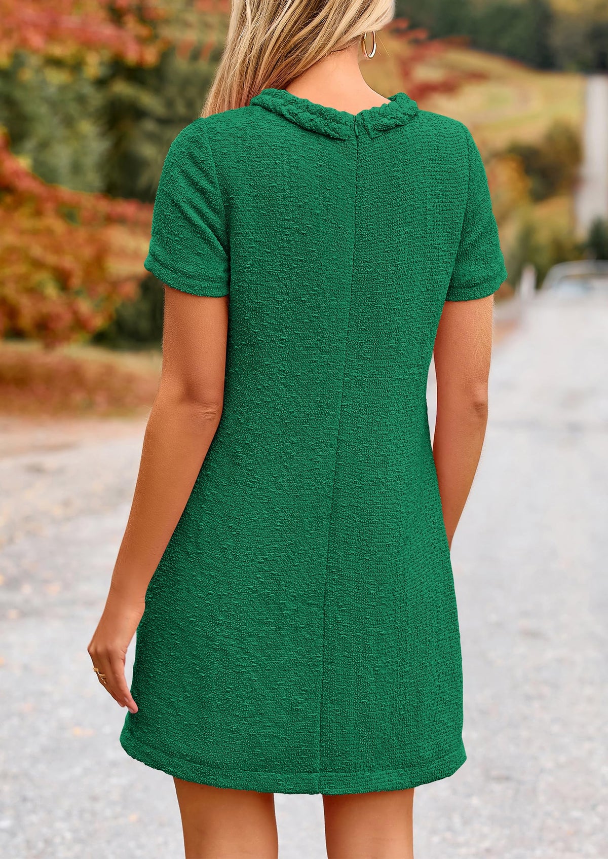 Summer Tweed Crew Neck Short Sleeve A Line Mini Dress